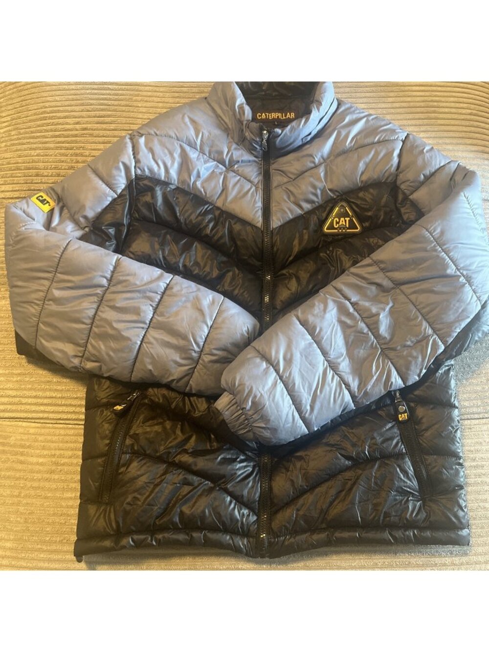 Caterpillar CAT Jacket Men's Large Gray Full Zip Puffer